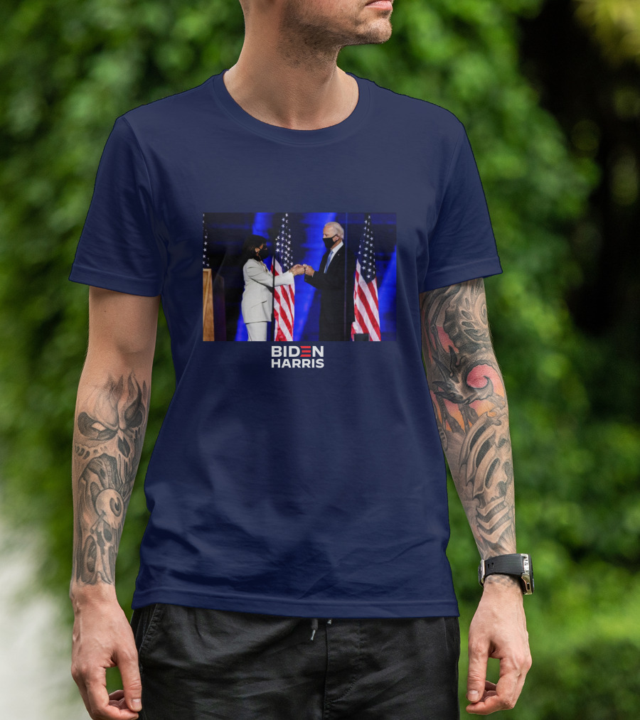 Biden Harris Victory Fist Bump Navy T-Shirt