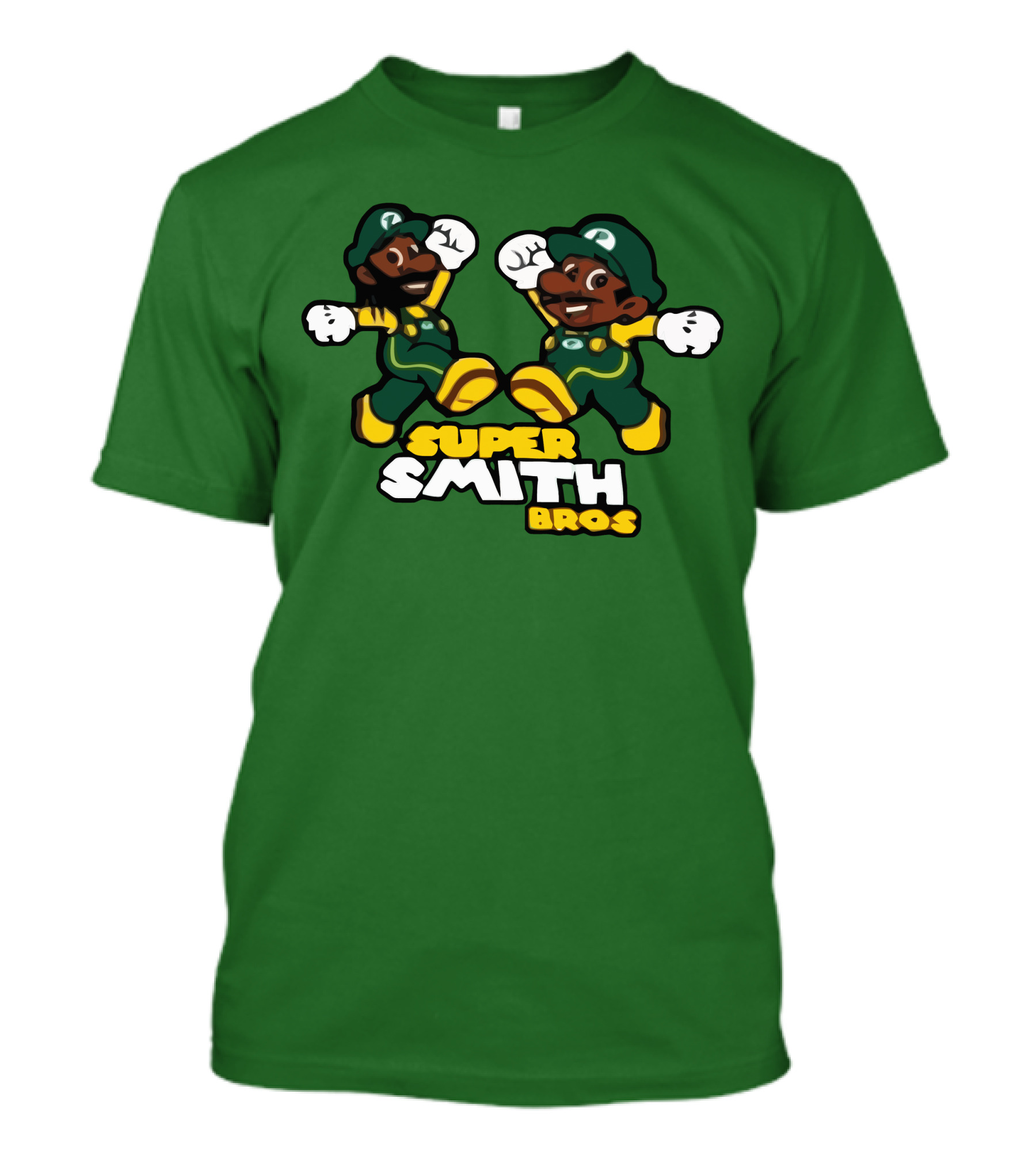 Super Smith Bros Green Outfit Cartoon Characters T-Shirt