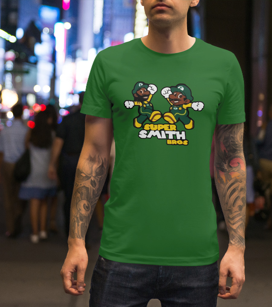 Super Smith Bros Green Outfit Cartoon Characters T-Shirt