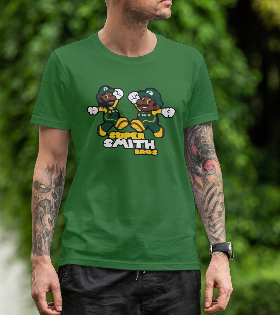 Super Smith Bros Green Outfit Cartoon Characters T-Shirt