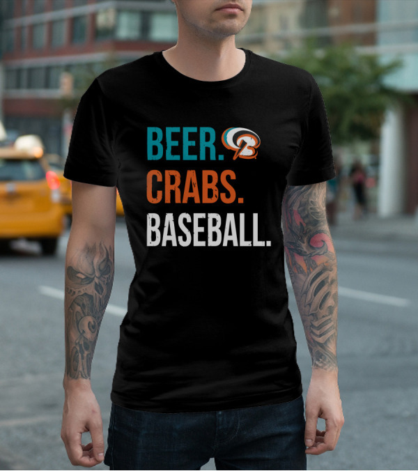 Beer Crabs Baseball Baltimore Orioles Logo Letter B T-Shirt