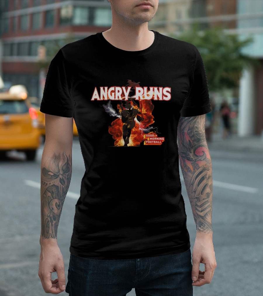 Angry Runs Good Morning Football Fire and Lightning Charge T-Shirt