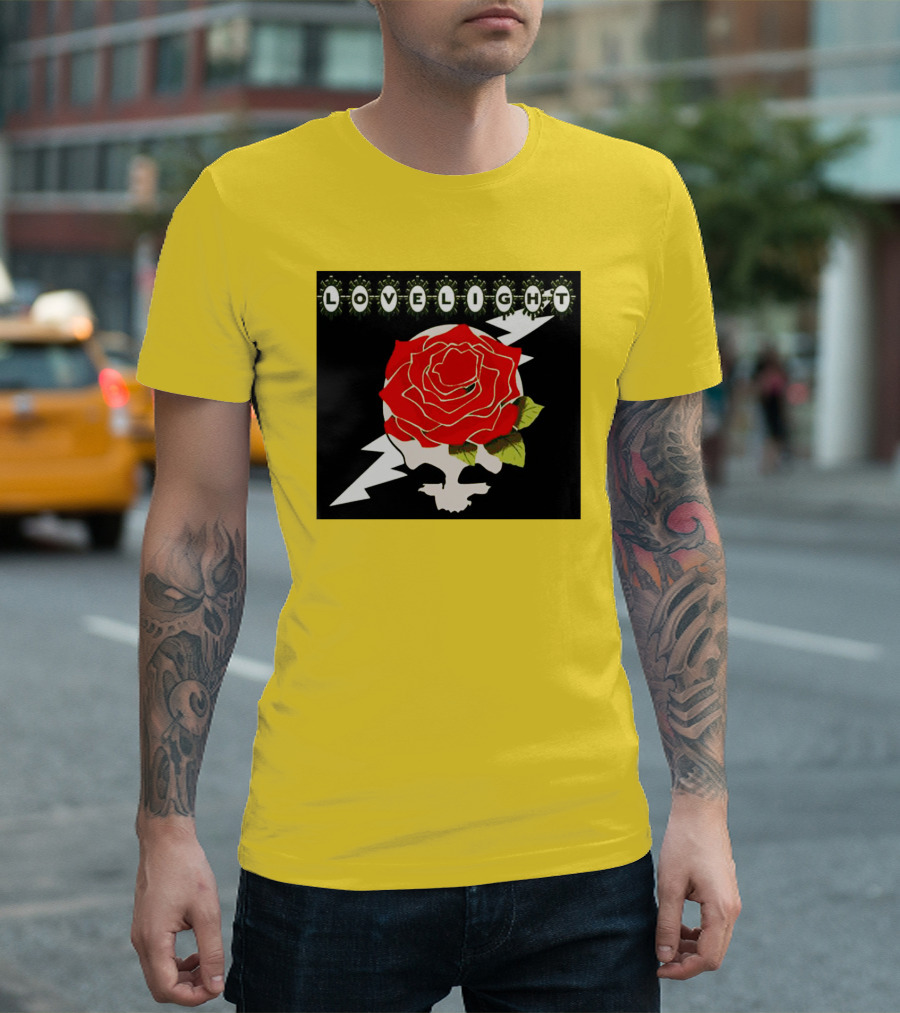 Lovelight Rose Skull with Lightning Bolt T-Shirt