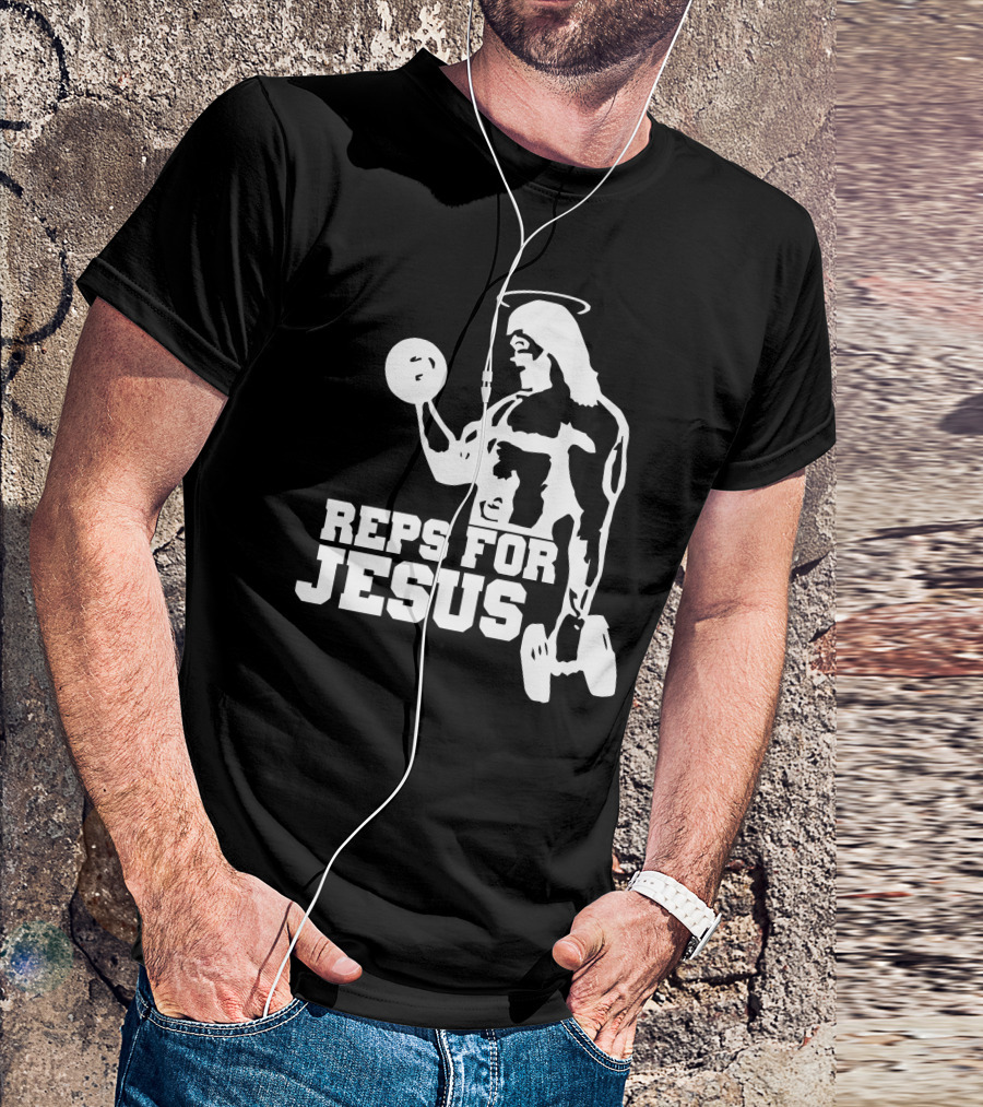 Reps For Jesus Weightlifting Motivational Fitness T-Shirt