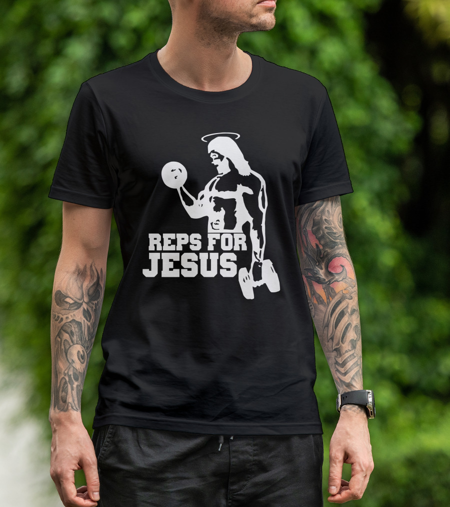 Reps For Jesus Weightlifting Motivational Fitness T-Shirt