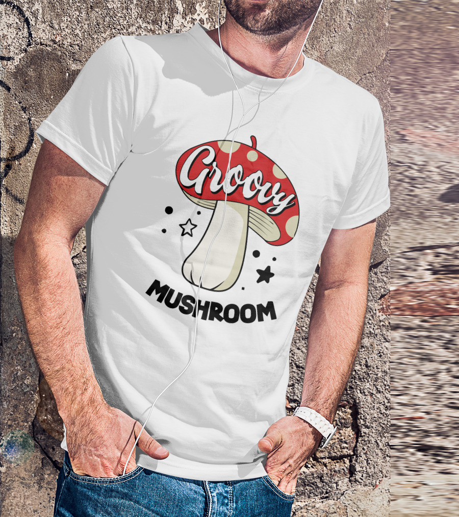 Groovy Mushroom Retro Polka Dot Star Fun T-Shirt