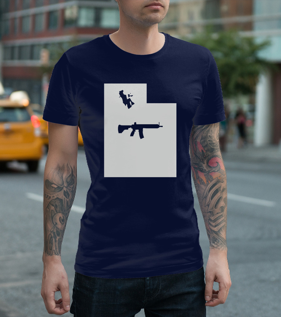 Keep Utah Tactical AR-15 Rifle and Skier in State T-Shirt