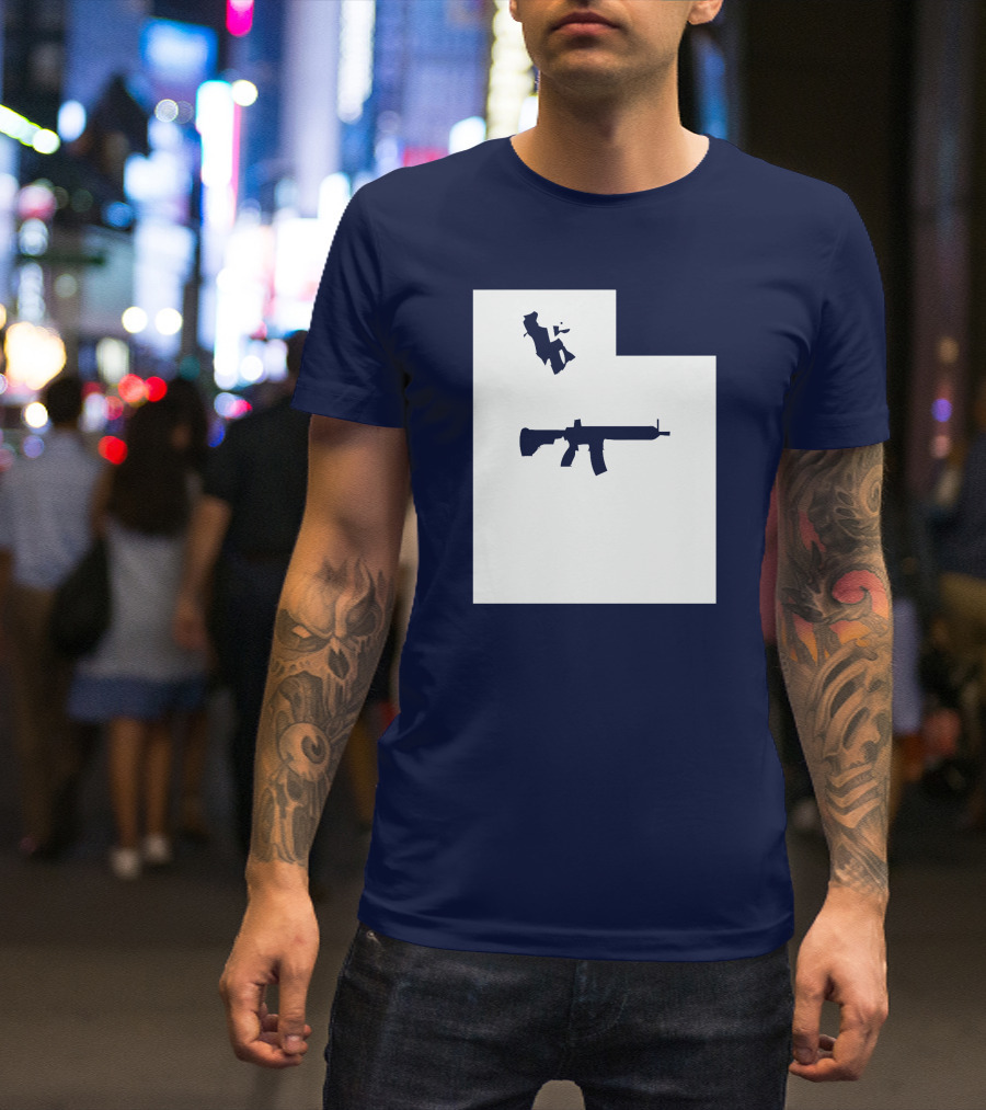 Keep Utah Tactical AR-15 Rifle And Skier In State T-Shirt