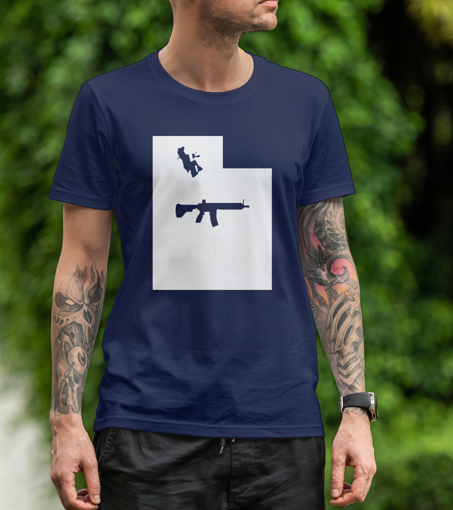 Keep Utah Tactical AR-15 Rifle And Skier In State T-Shirt