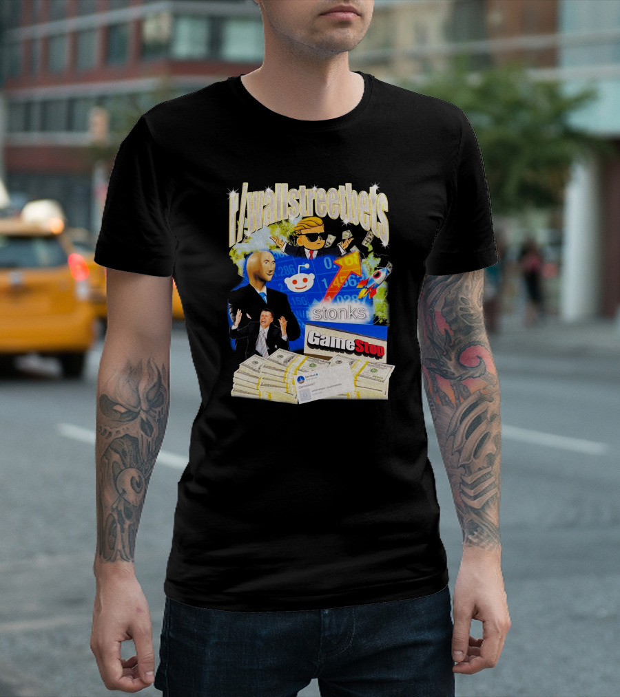 r/wallstreetbets Stonks GameStop Rocket Money Reddit Meme T-Shirt