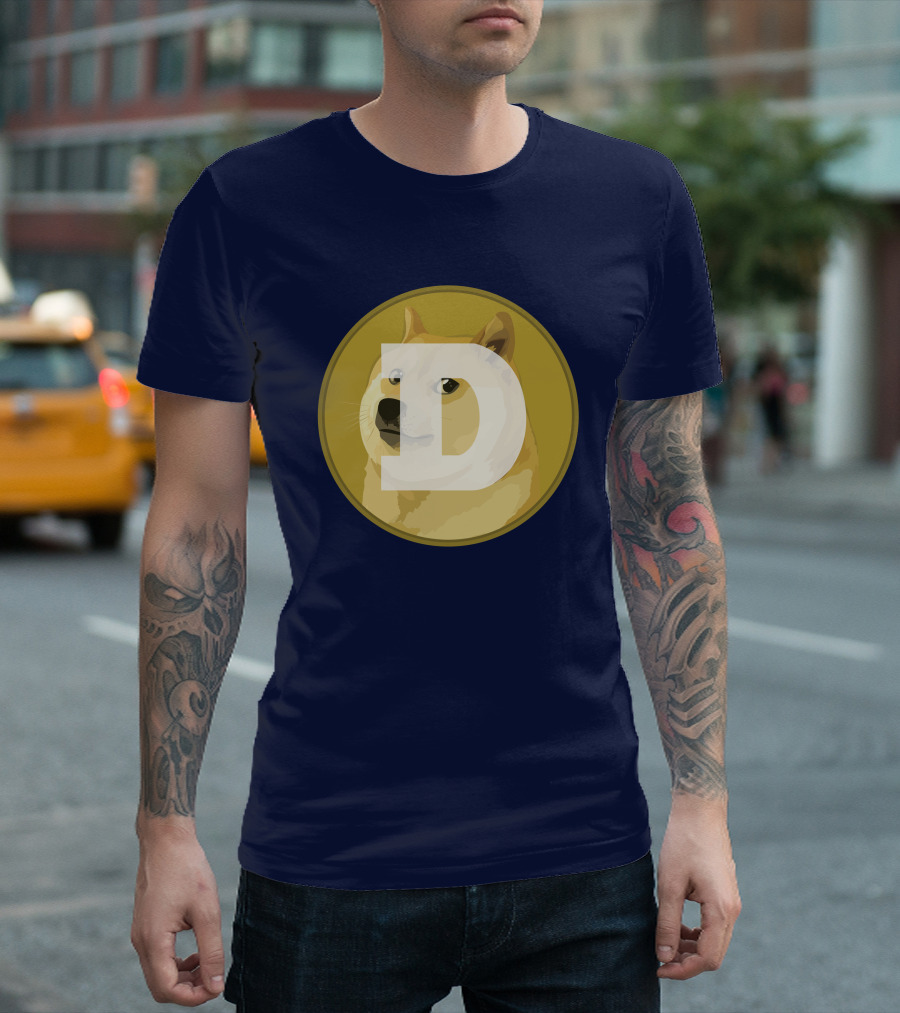 Dogecoin Dog Meme Cryptocurrency Icon D Letter T-Shirt