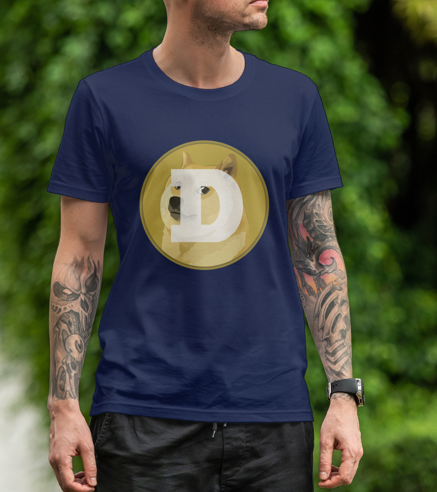 Dogecoin Dog Meme Cryptocurrency Icon D Letter T-Shirt