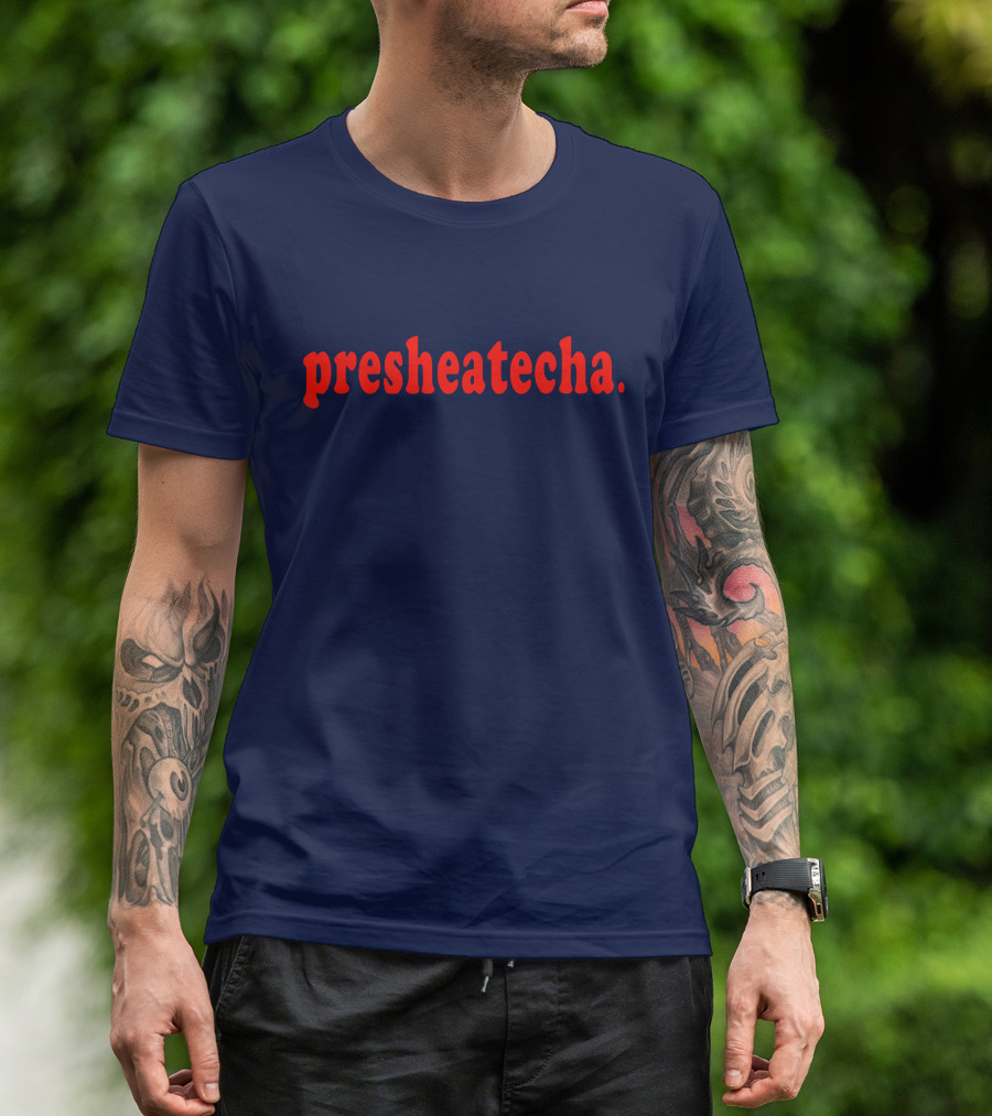 Presheatecha Thank You In Red Text On Dark Blue Background T-Shirt