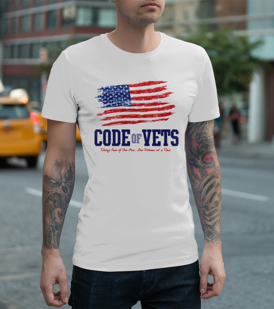 CODE OF VETS Taking Care of Our Own One Veteran at a Time American Flag T-Shirt