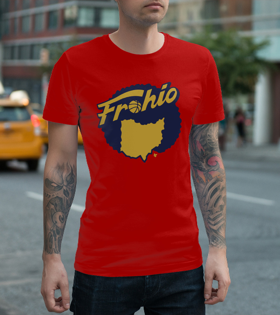 Frohio Ohio Basketball Map Silhouette Red T-Shirt