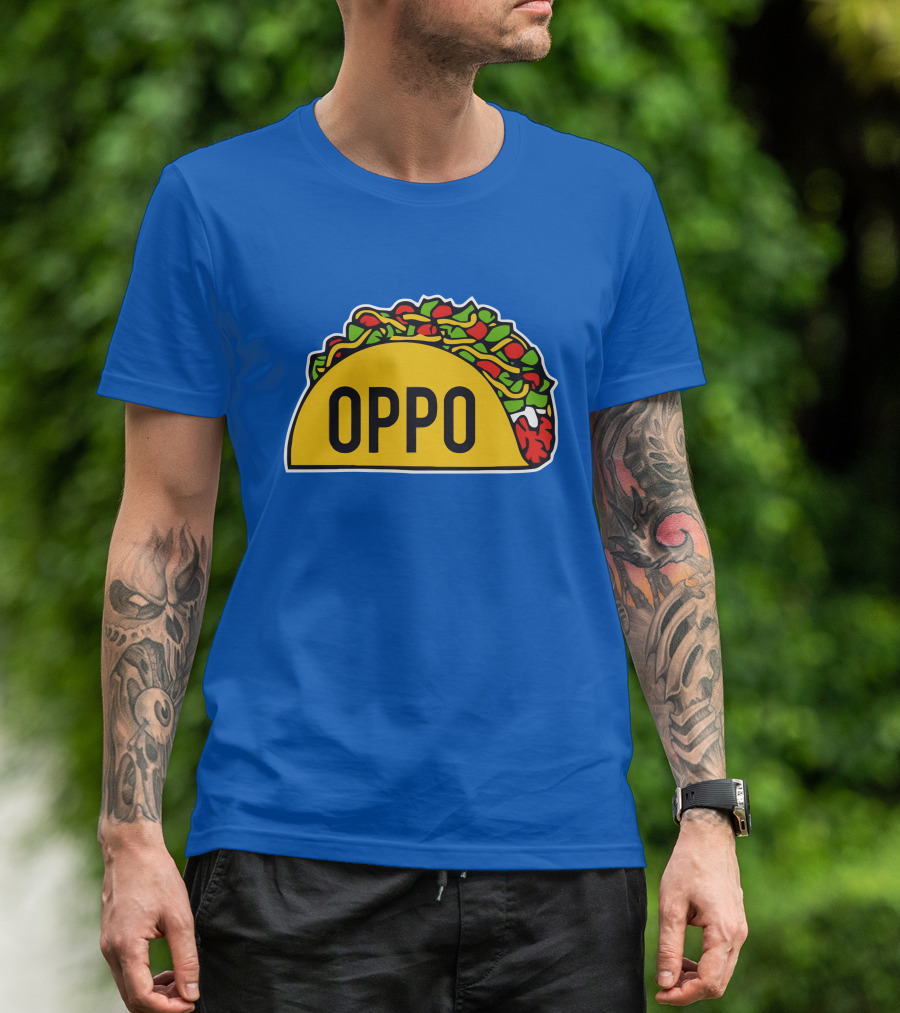 OPPO Taco Graphic On Vibrant Blue Background T-Shirt