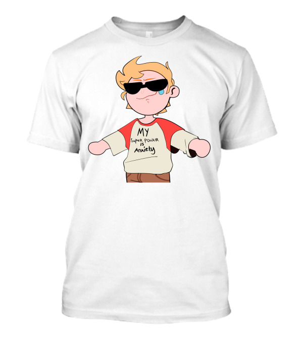 MY Super Power Is Anxiety Character With Sunglasses And Red Sleeves T-Shirt
