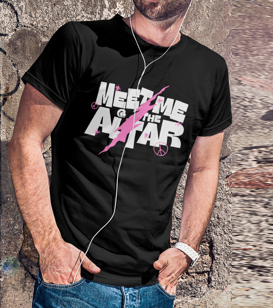 Meet Me @ The Altar Pink Lightning And Peace Signs T-Shirt