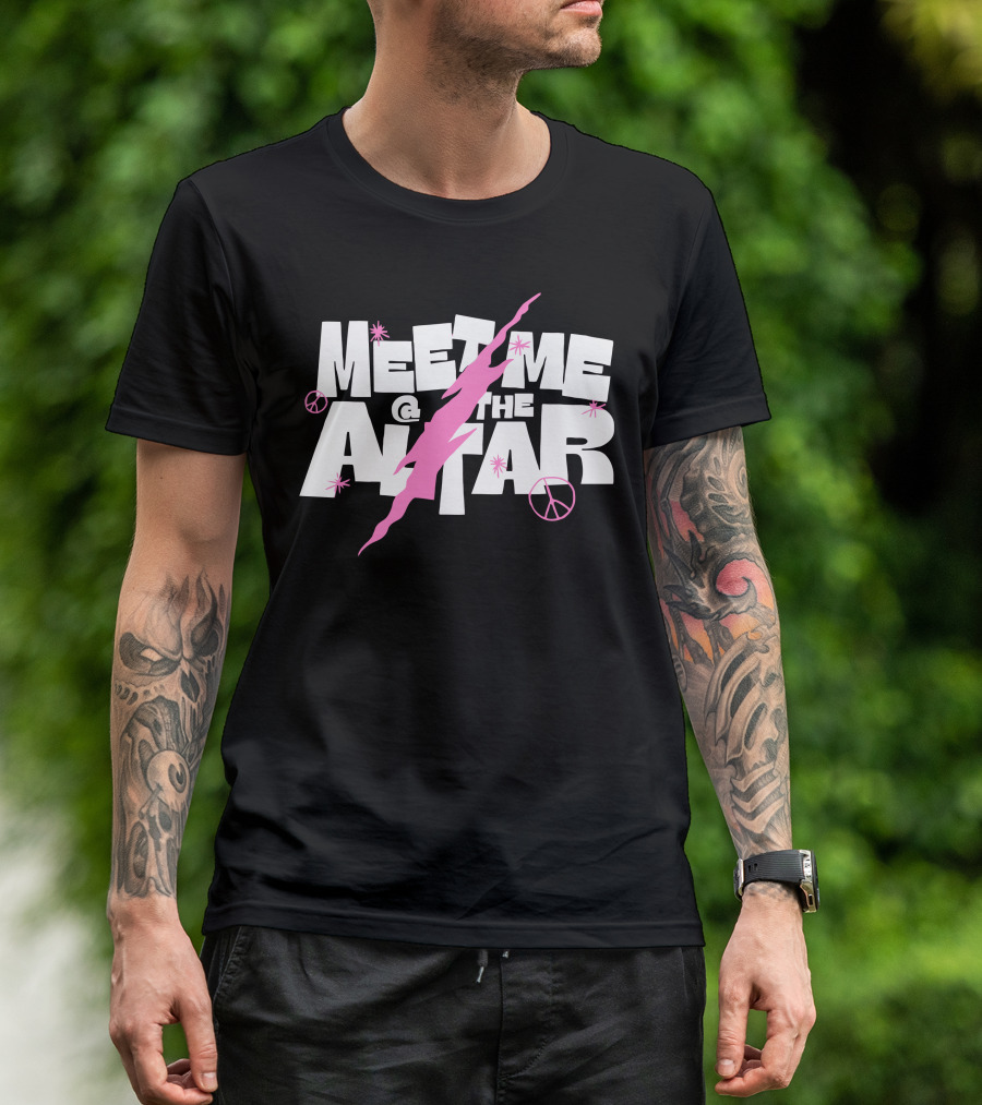 Meet Me @ The Altar Pink Lightning And Peace Signs T-Shirt