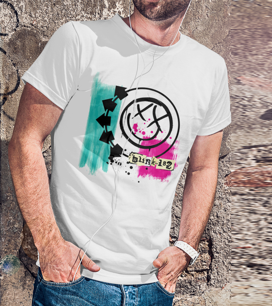 Jack And Sally Blink 182 I Miss You Smile Logo Paint Splatter T-Shirt