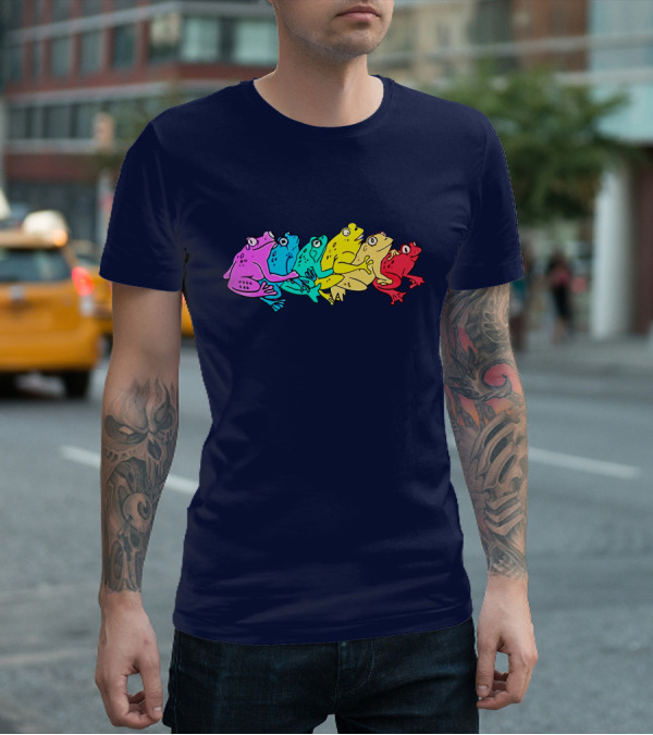 RAINBOW GAY FROG PRIDE COLORS VIBRANT FROGS T-Shirt