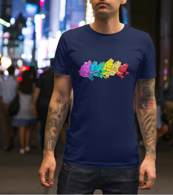 RAINBOW GAY FROG PRIDE COLORS VIBRANT FROGS T-Shirt