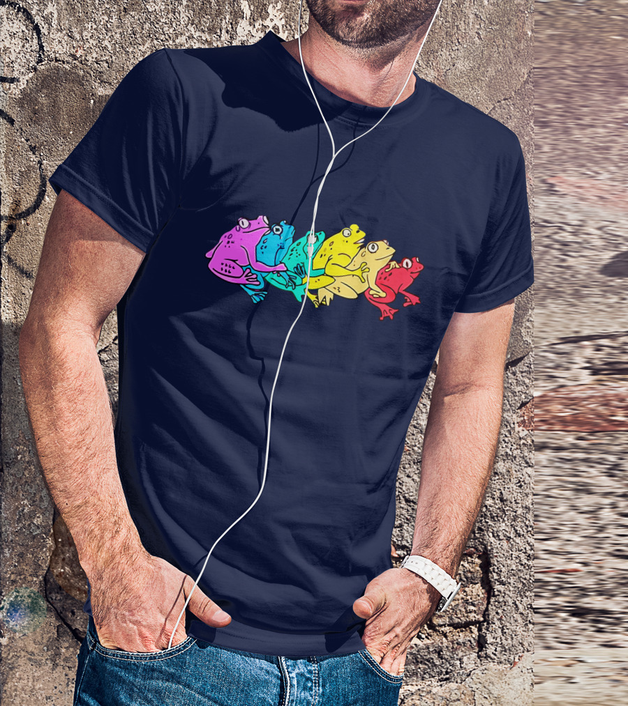 RAINBOW GAY FROG PRIDE COLORS VIBRANT FROGS T-Shirt