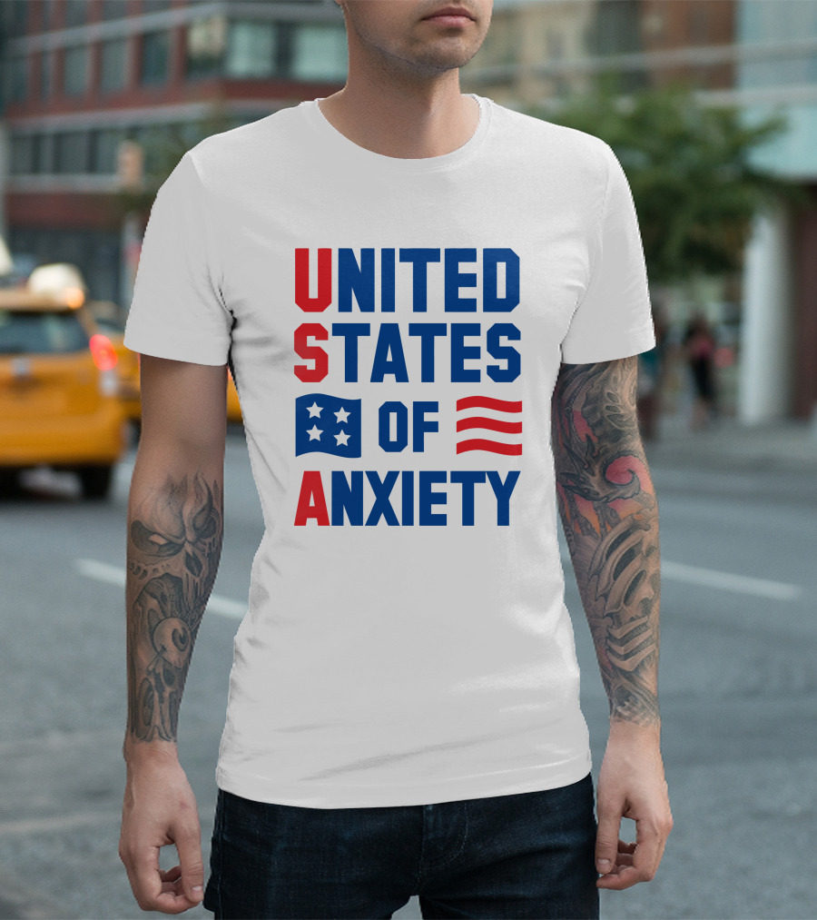 United States Of Anxiety USA Flag T-Shirt
