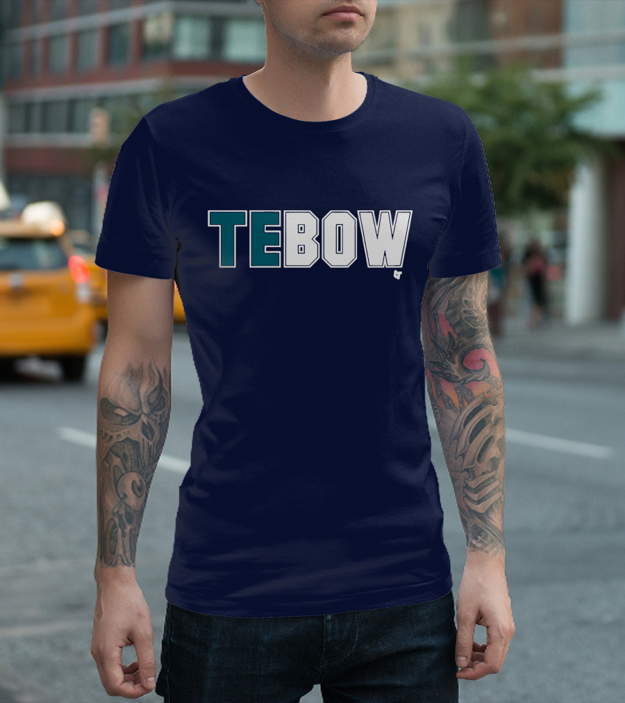 TEBOW Tim Tebow Dark Blue Block Lettering T-Shirt