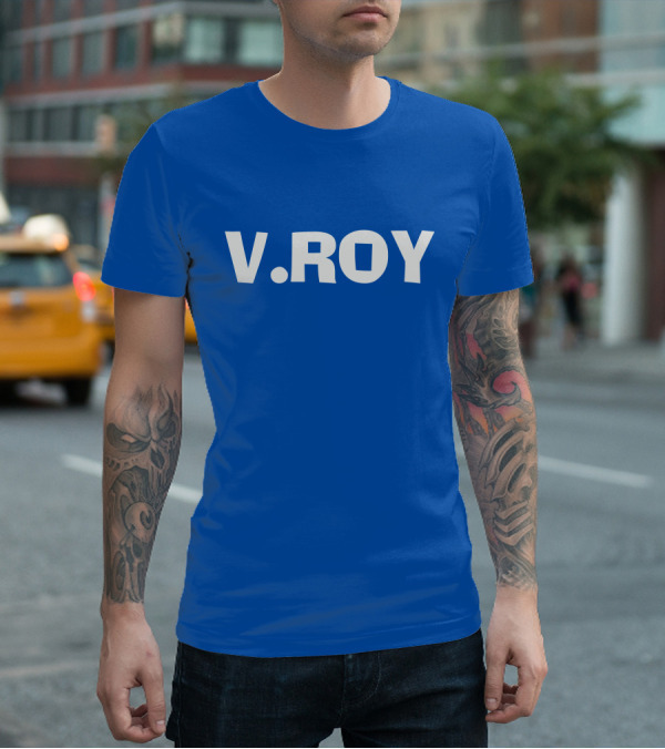V Roy Classic Blue Typography T-Shirt