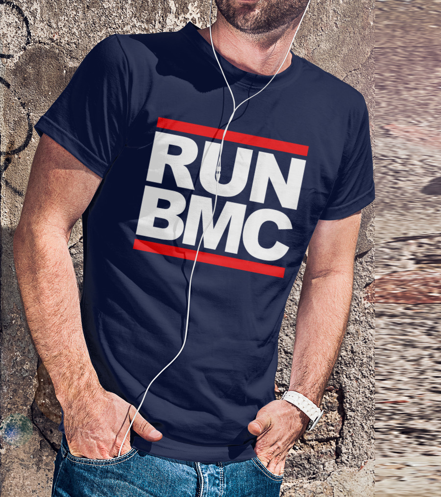 RUN BMC Bold White Text With Red Bars T-Shirt