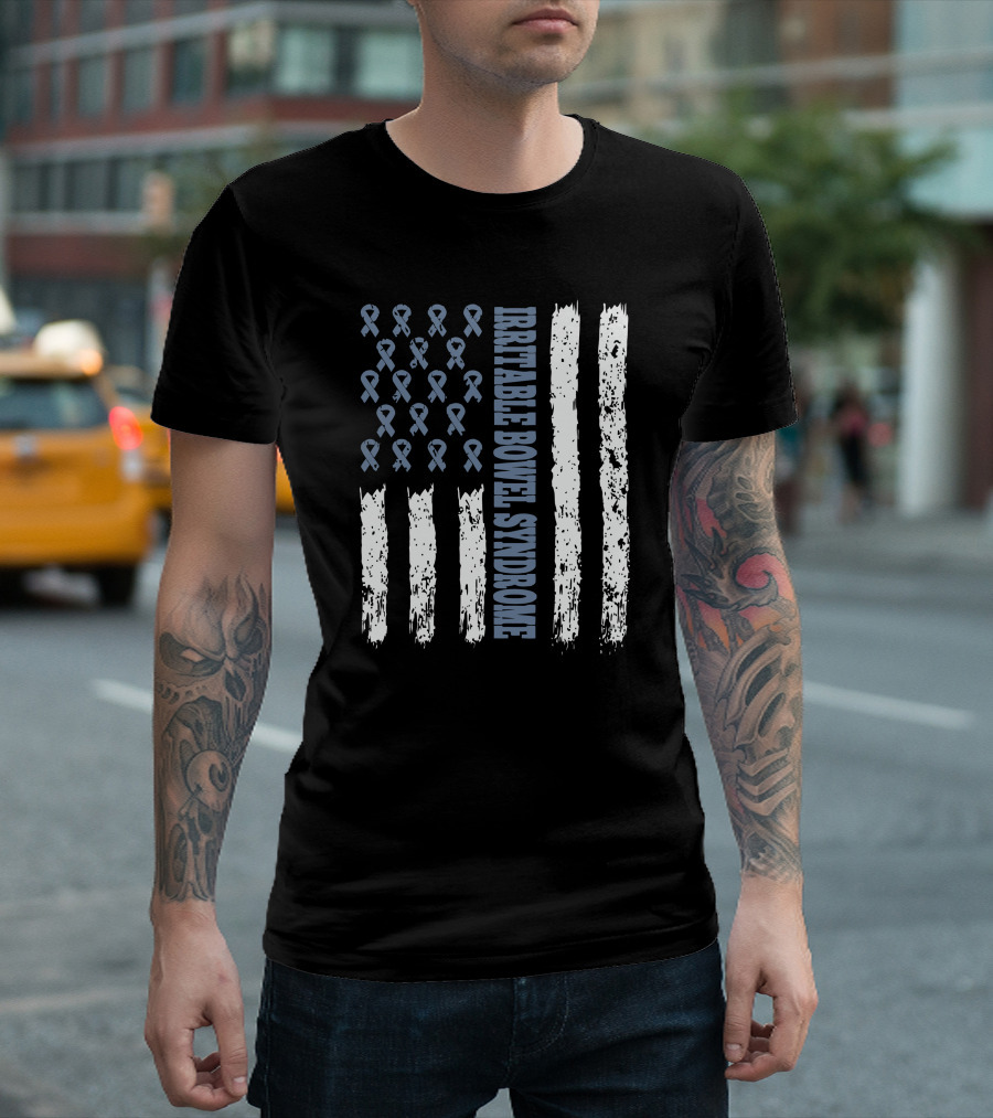 Irritable Bowel Syndrome Awareness Flag with Ribbons T-Shirt