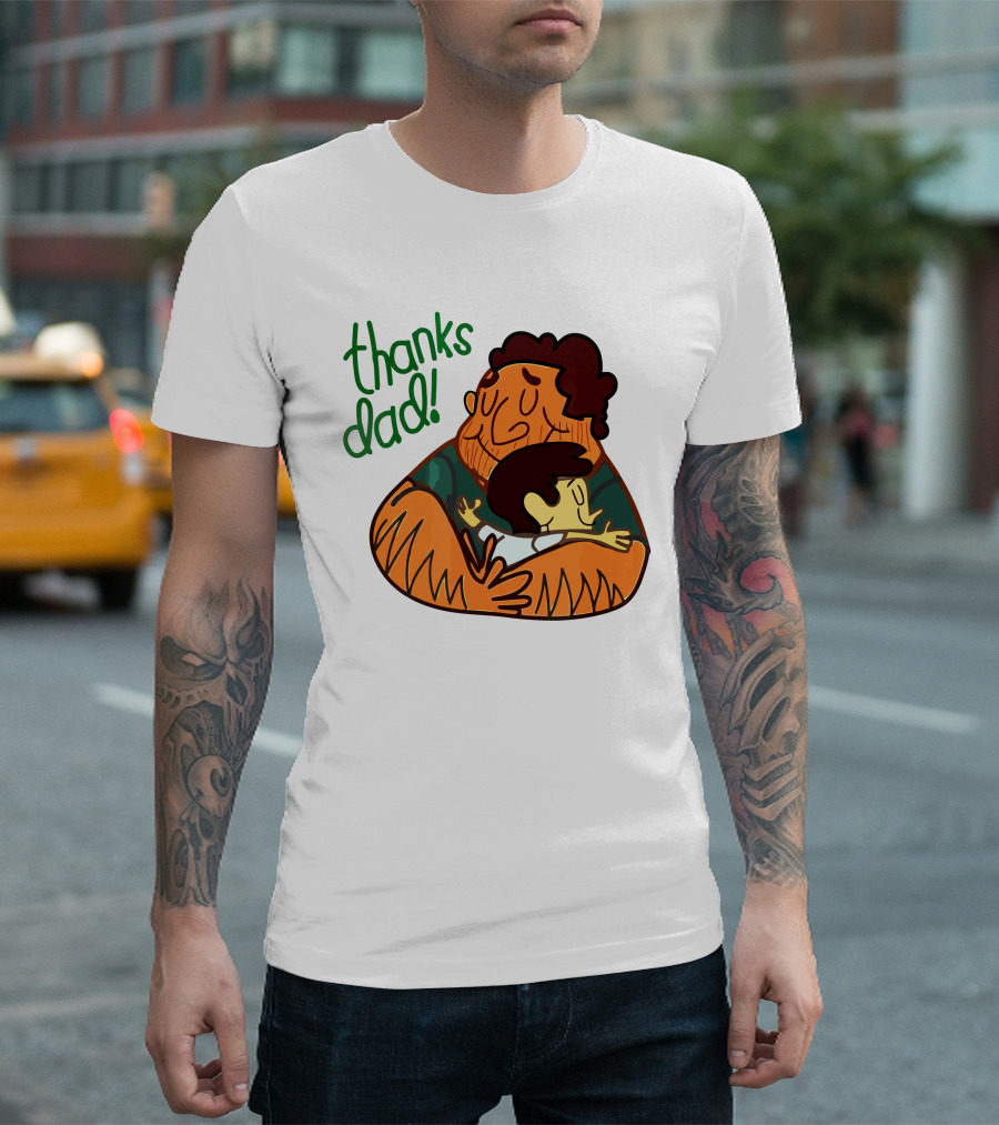 Thanks Dad Happy Hugging Dad and Child T-Shirt