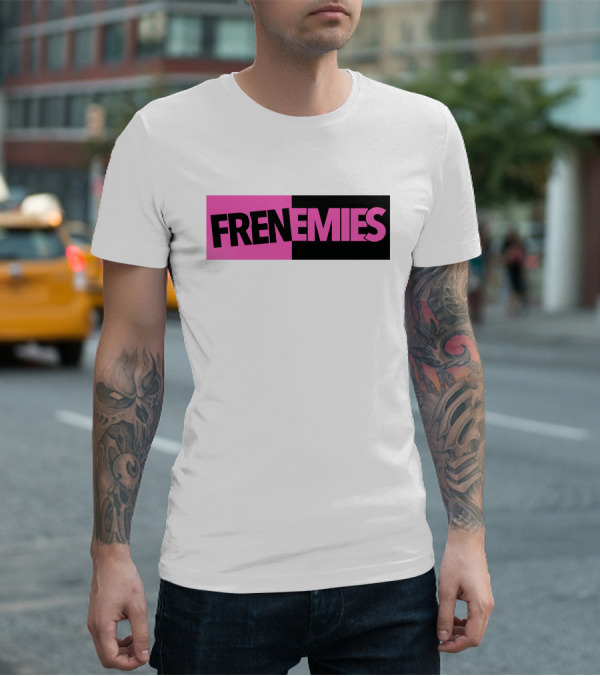 Frenemies Bold Pink Black Split Merch Shop T-Shirt