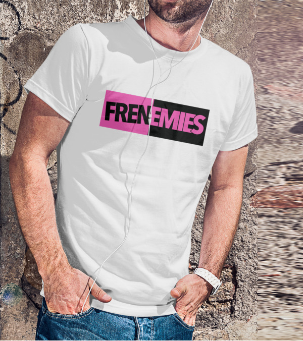 Frenemies Bold Pink Black Split Merch Shop T-Shirt