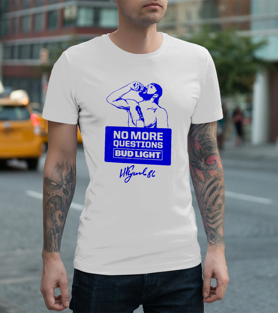 Nikita Kucherov No More Questions Bud Light 86 Logo Blue T-Shirt