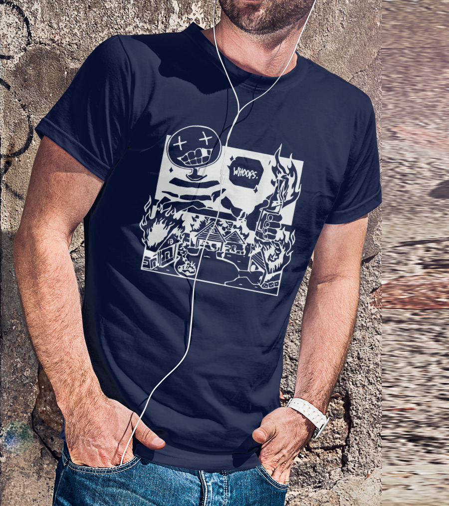 Offcanny Merch Shop Whoops Burning Houses Scene T-Shirt
