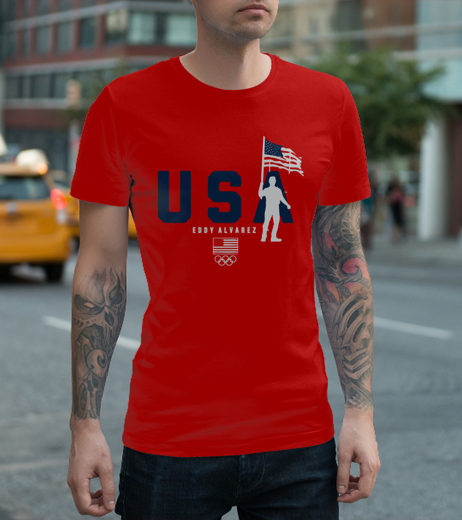 USA Eddy Alvarez Olympic Flag Bearer T-Shirt