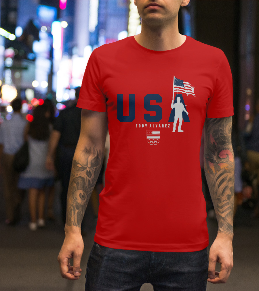 USA Eddy Alvarez Olympic Flag Bearer T-Shirt