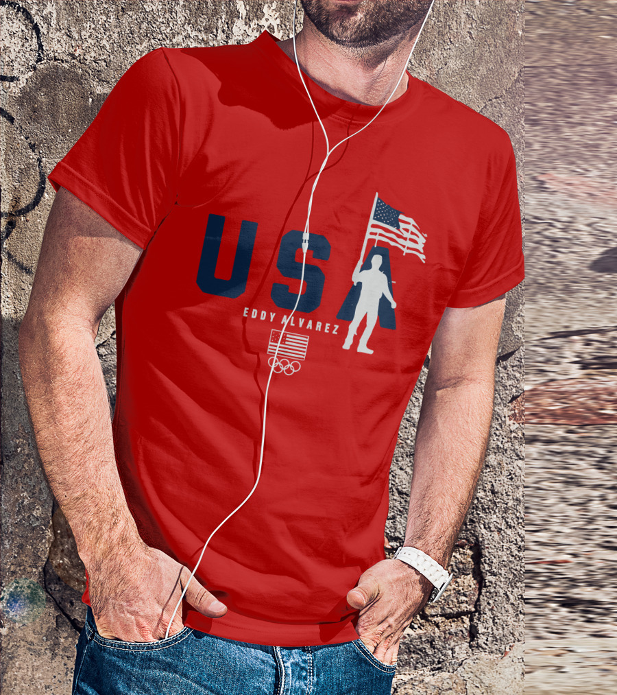 USA Eddy Alvarez Olympic Flag Bearer T-Shirt