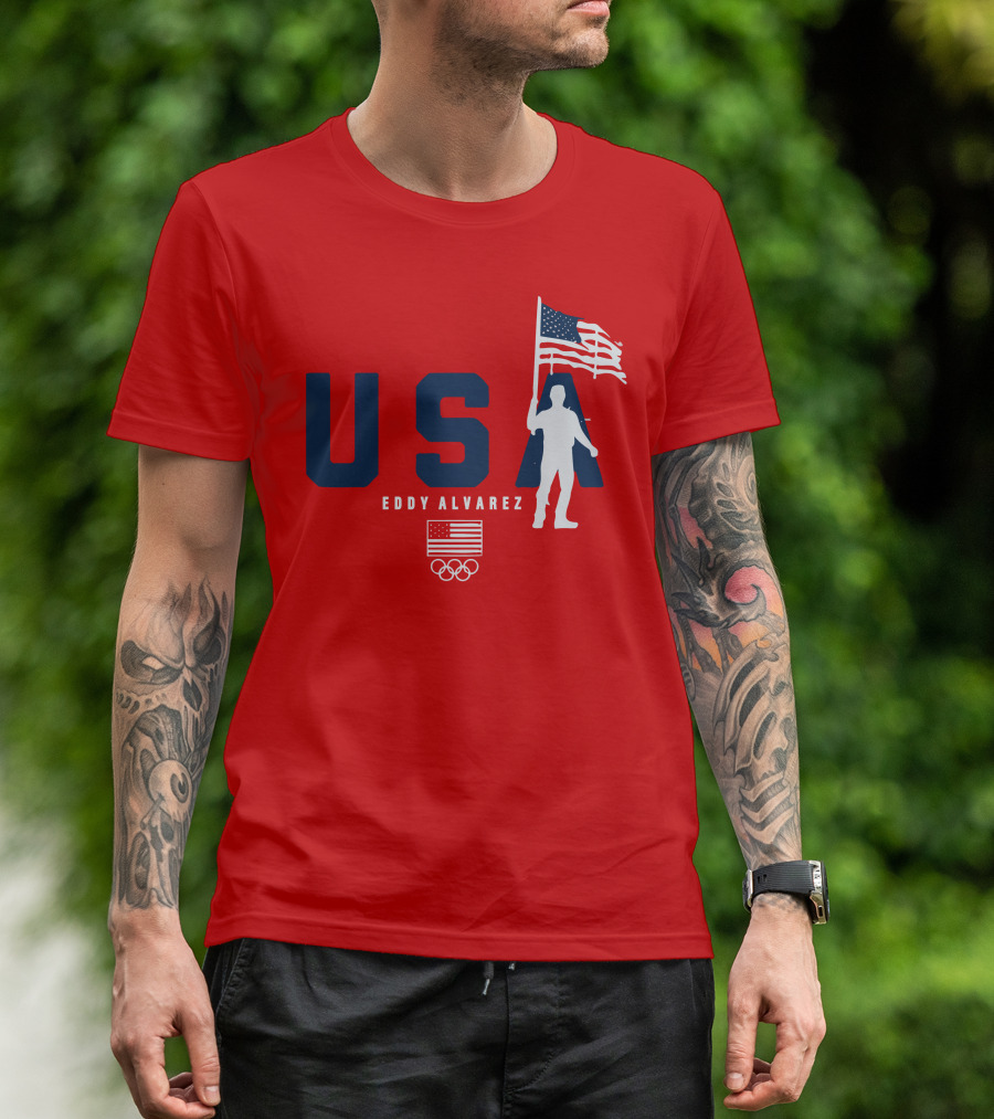 USA Eddy Alvarez Olympic Flag Bearer T-Shirt