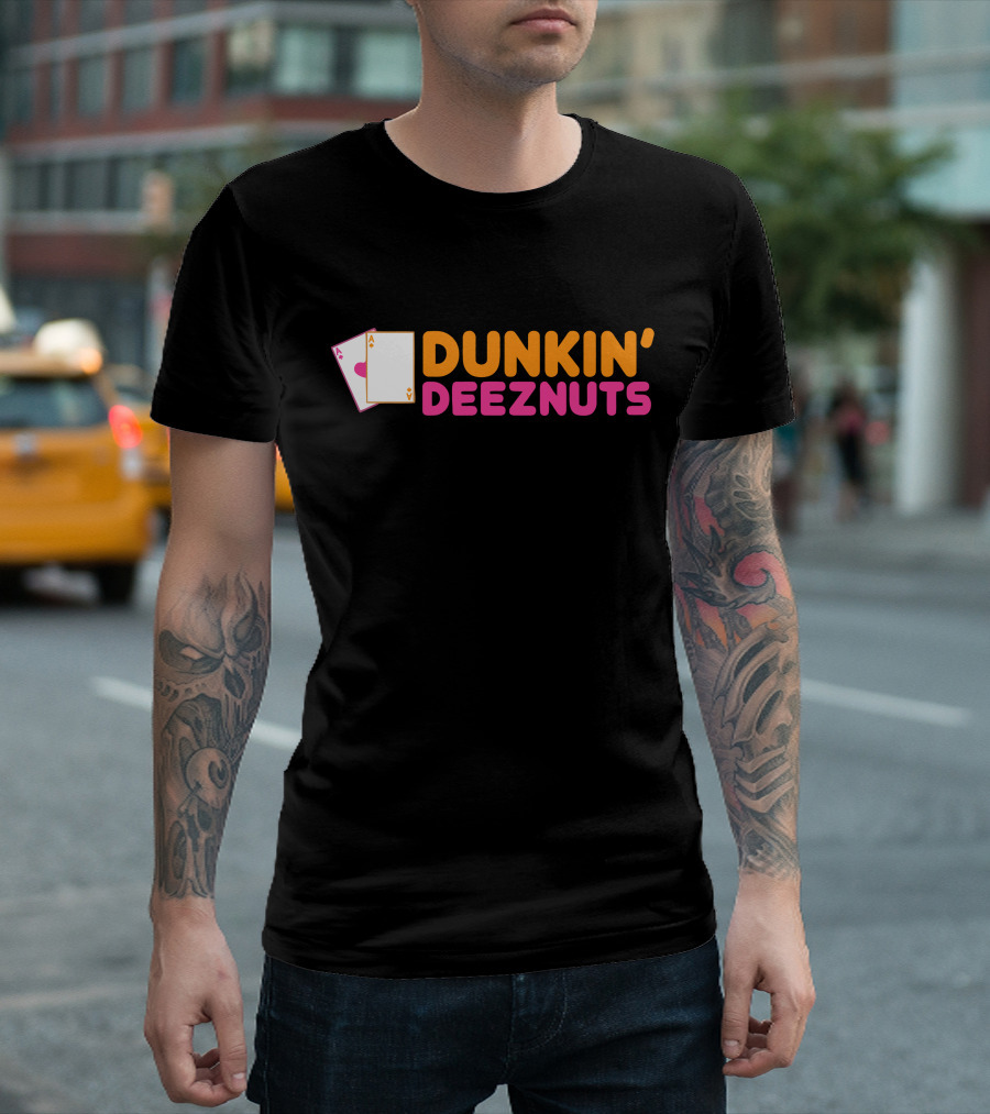 Dunkin Deez Nuts Pocket Aces Playing Cards Humor T-Shirt
