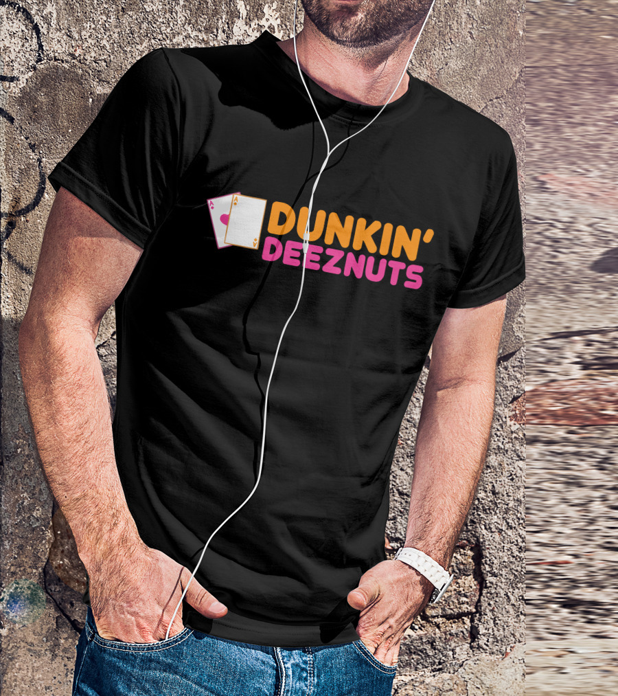 Dunkin Deez Nuts Pocket Aces Playing Cards Humor T-Shirt