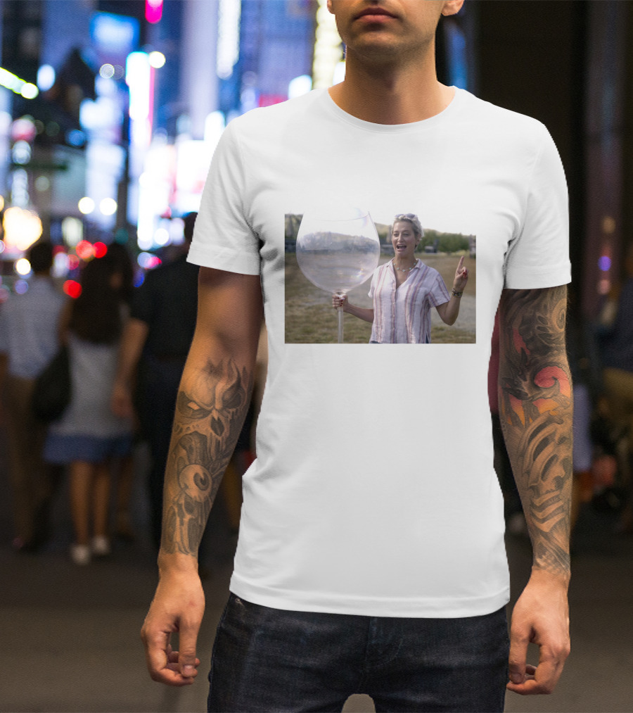 Dorinda Medleys Metallic Striped Oversized Wine Glass Moment T-Shirt