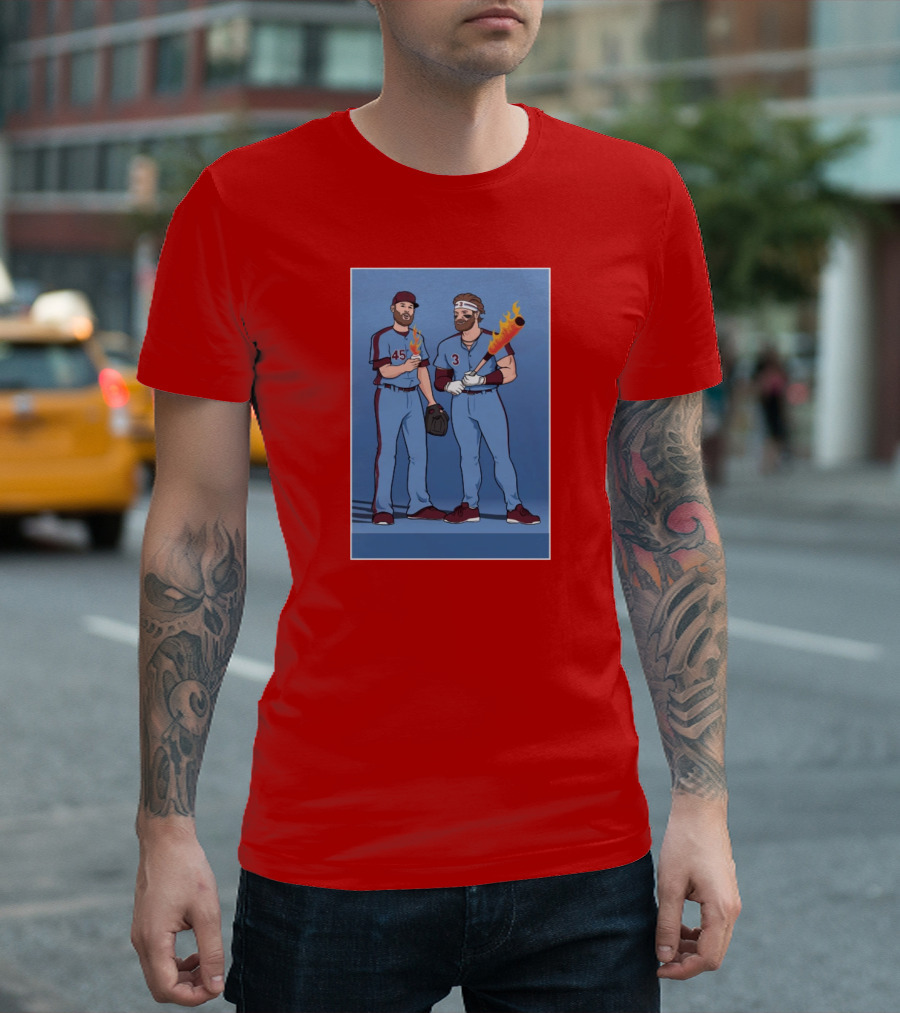 Bryce and Zack Flaming Baseball Bat T-Shirt