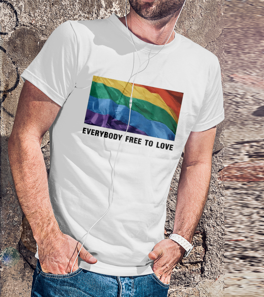 Everybody Free To Love Pride Rainbow Flag T-Shirt