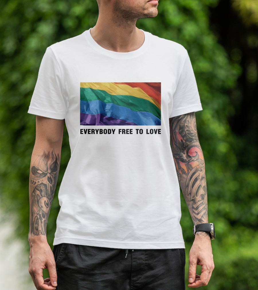 Everybody Free To Love Pride Rainbow Flag T-Shirt