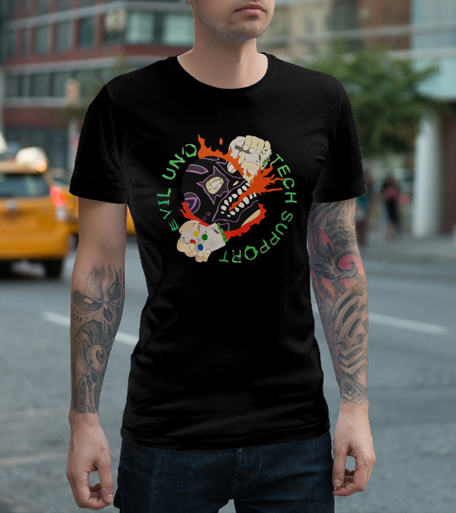 Evil Uno Tech Support AEW Mask And Game Controller T-Shirt