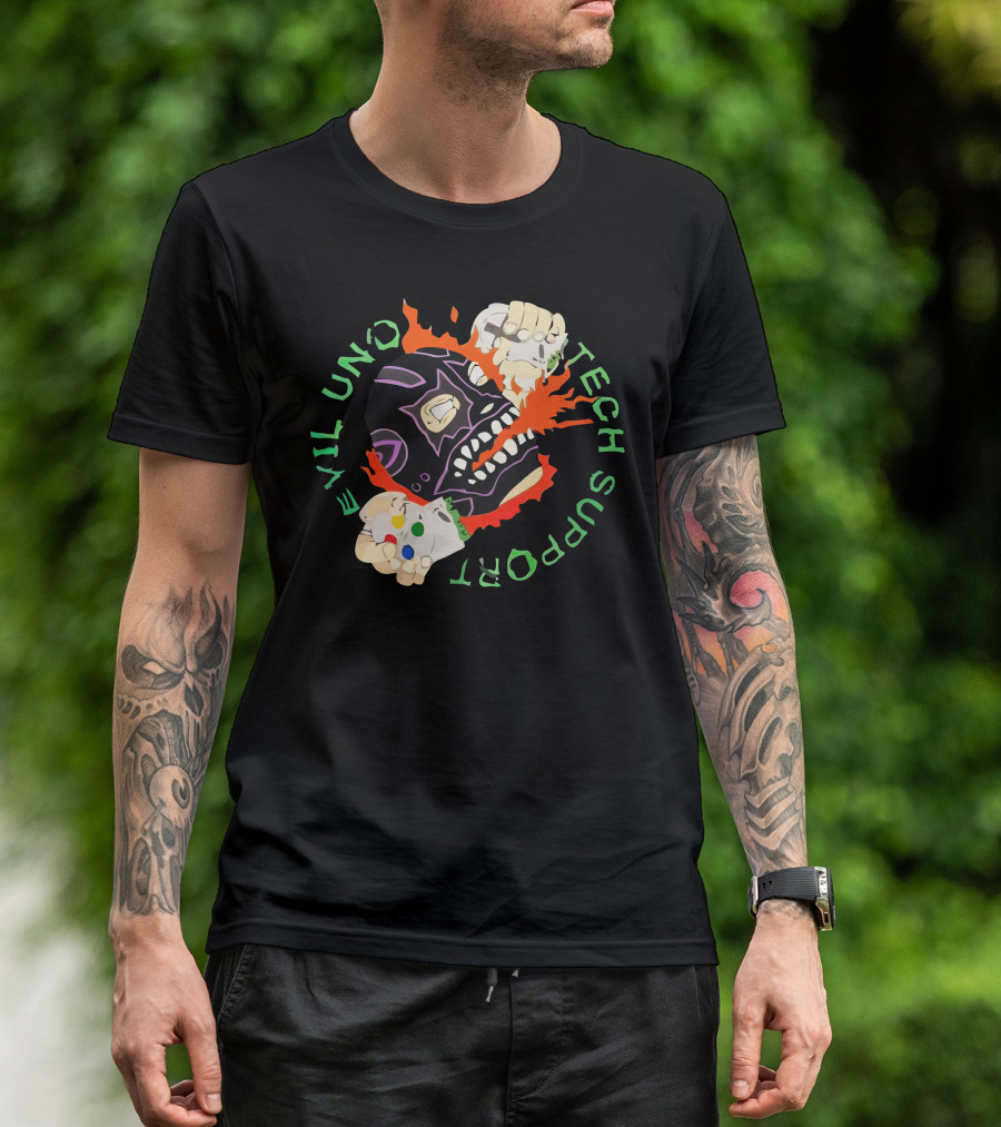 Evil Uno Tech Support AEW Mask And Game Controller T-Shirt