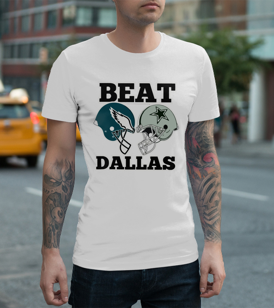 Beat Dallas Eagles Cowboys Football Helmets T-Shirt